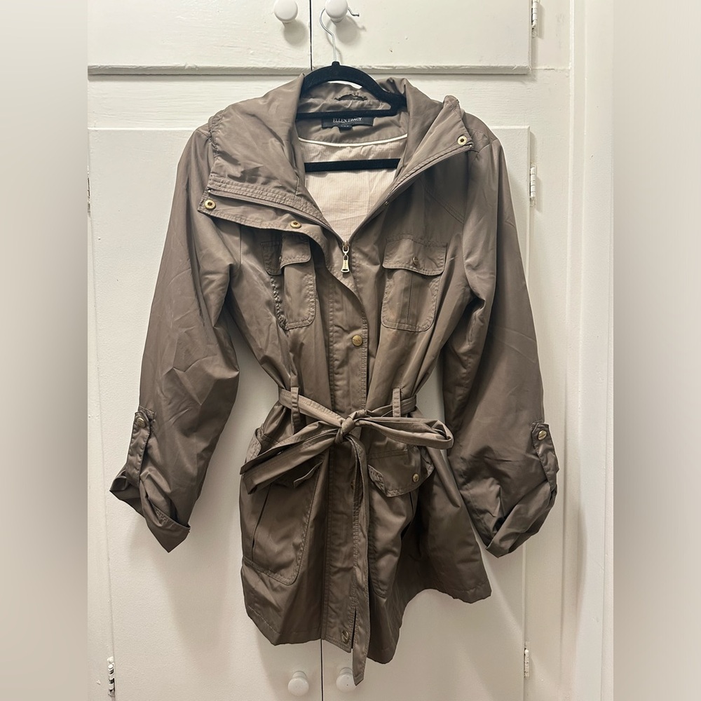 Ellen Tracy Olive Trench Coat